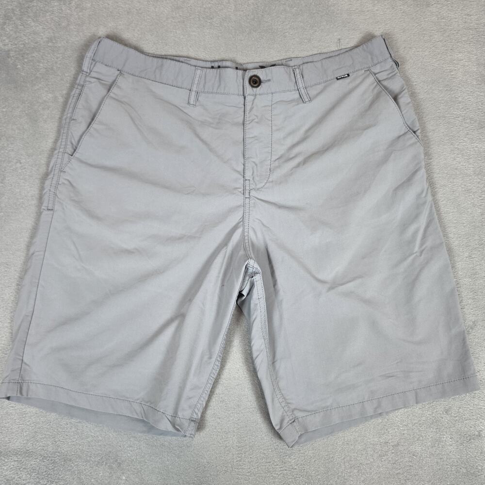 Hurley Men's Chino Shorts Gray Size 36 Casual Flat Front Cotton Blend Lightweigh